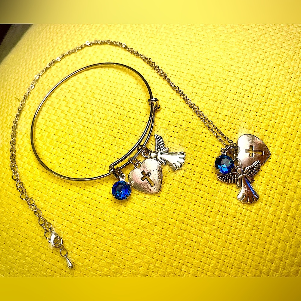 Sterling Silve Swarovski Angel, Charm, Crystal Set.